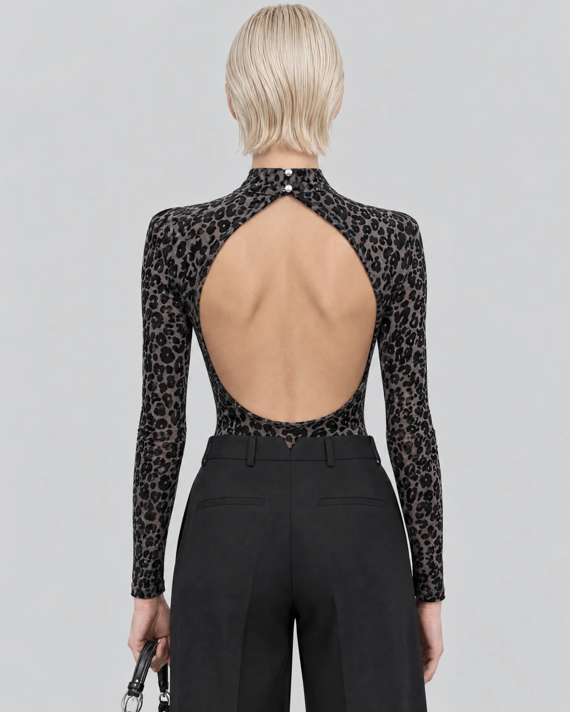Body floqué léopard noir