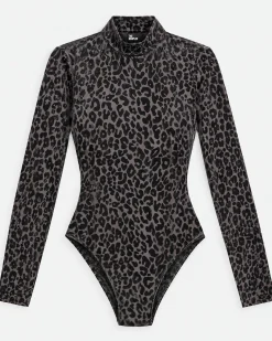 Body floqué léopard noir