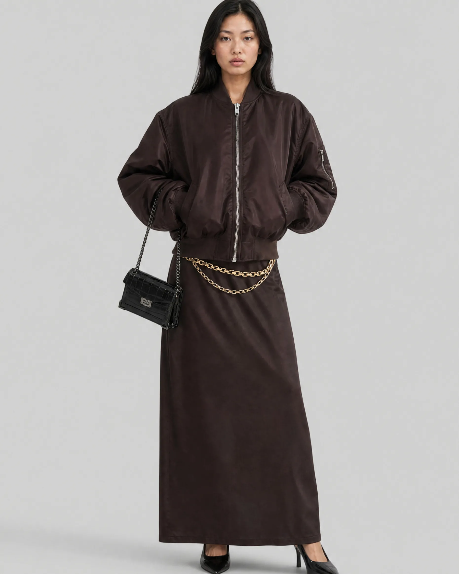 Bomber oversize marron
