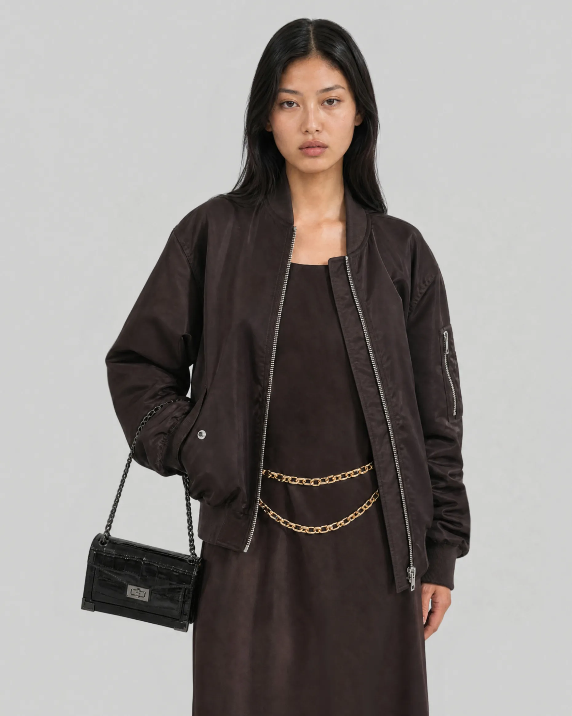 Bomber oversize marron