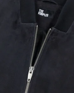 Bombers en suède bleu