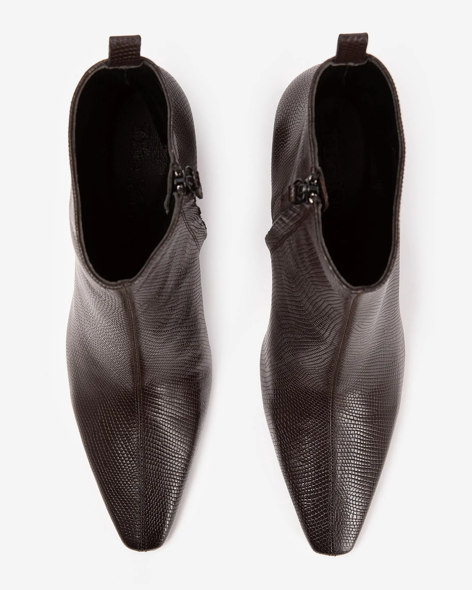 Bottines en cuir effet lézard marron
