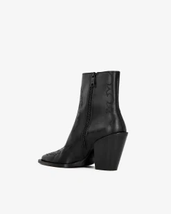 Bottines à talons en cuir noires