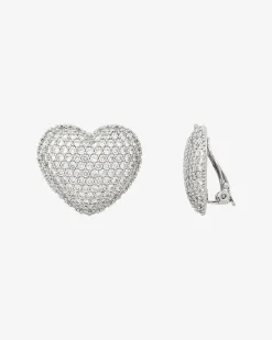 Boucles d'oreilles cœurs à clip argenté