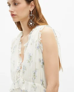 Boucles d'oreilles cœurs et fleurs argentées