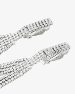 Boucles d'oreilles longues à clip argenté