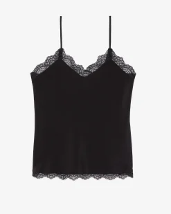 Caraco en soie avec dentelle noir