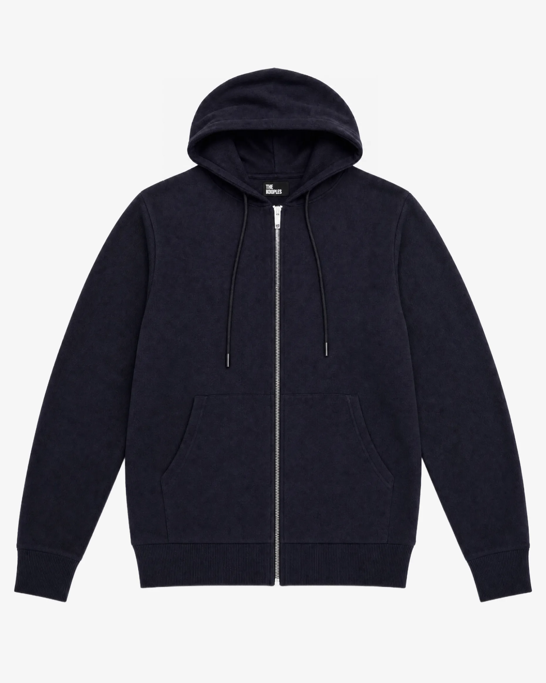 Cardigan à capuche en laine mérinos marine