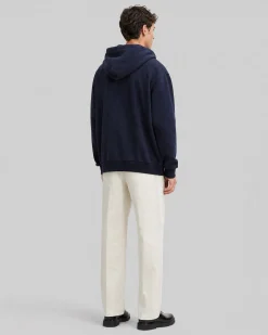 Cardigan à capuche en laine mérinos marine