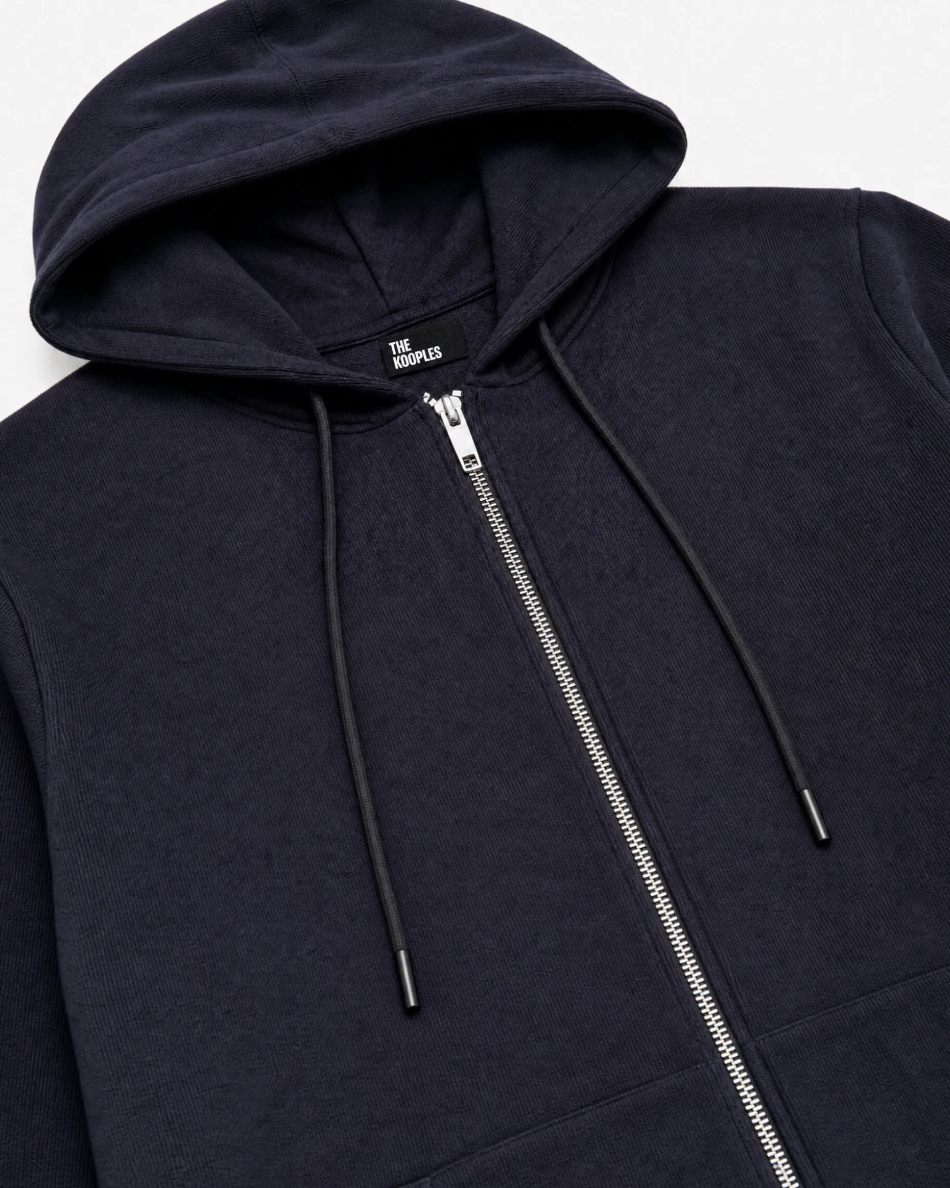 Cardigan à capuche en laine mérinos marine