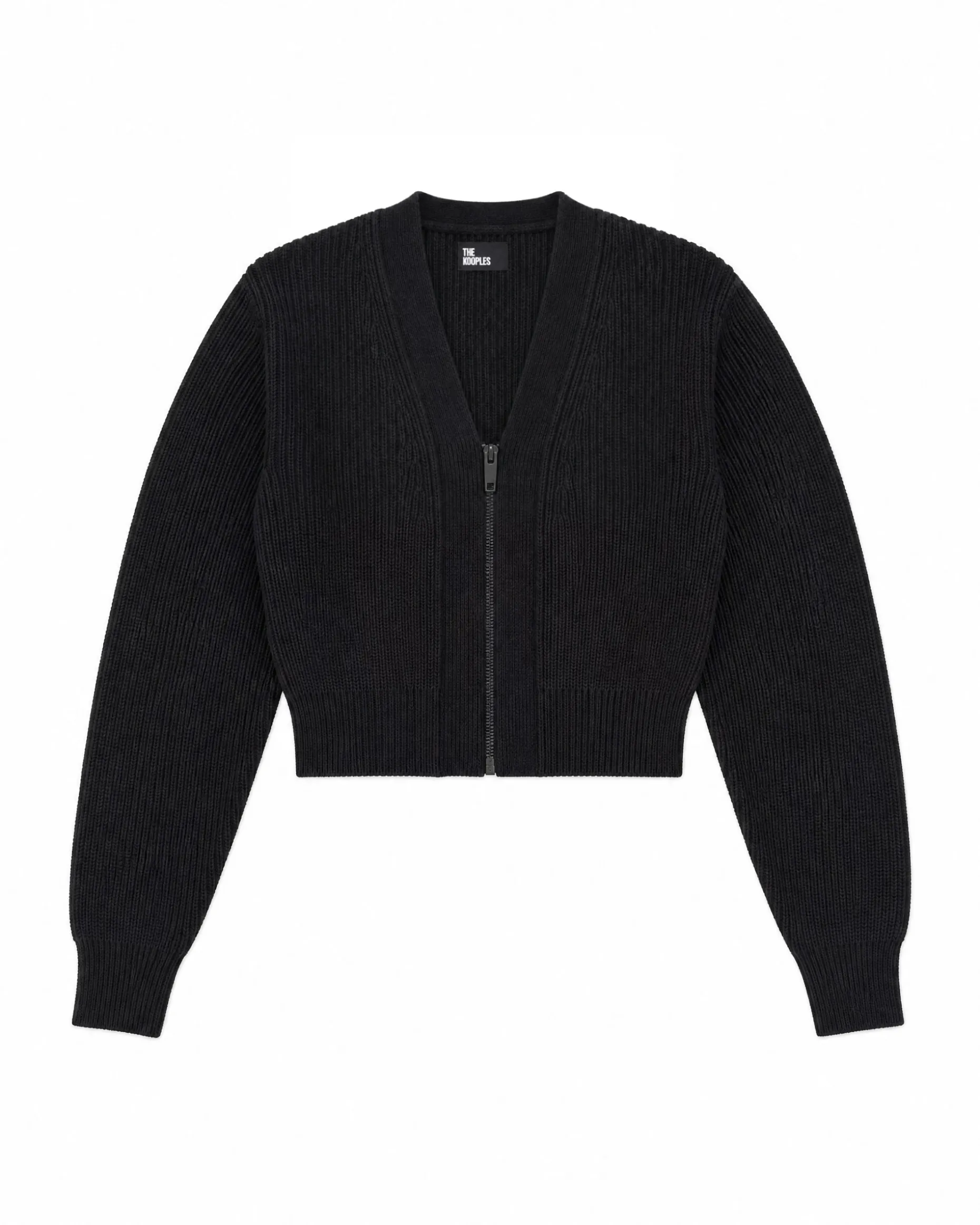 Cardigan court zippé en laine mérinos gris