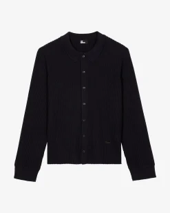 Cardigan à côtes marine