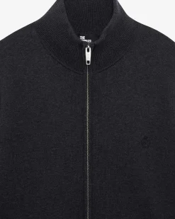 Cardigan en laine double face à zip gris