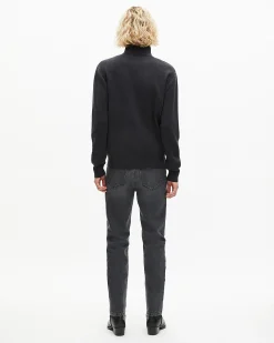 Cardigan en laine double face à zip gris