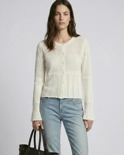 Cardigan en maille ajourée écru