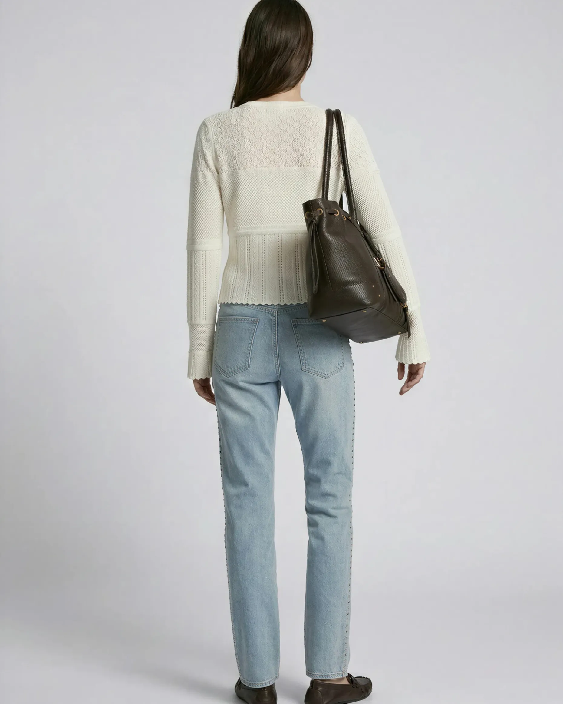 Cardigan en maille ajourée écru