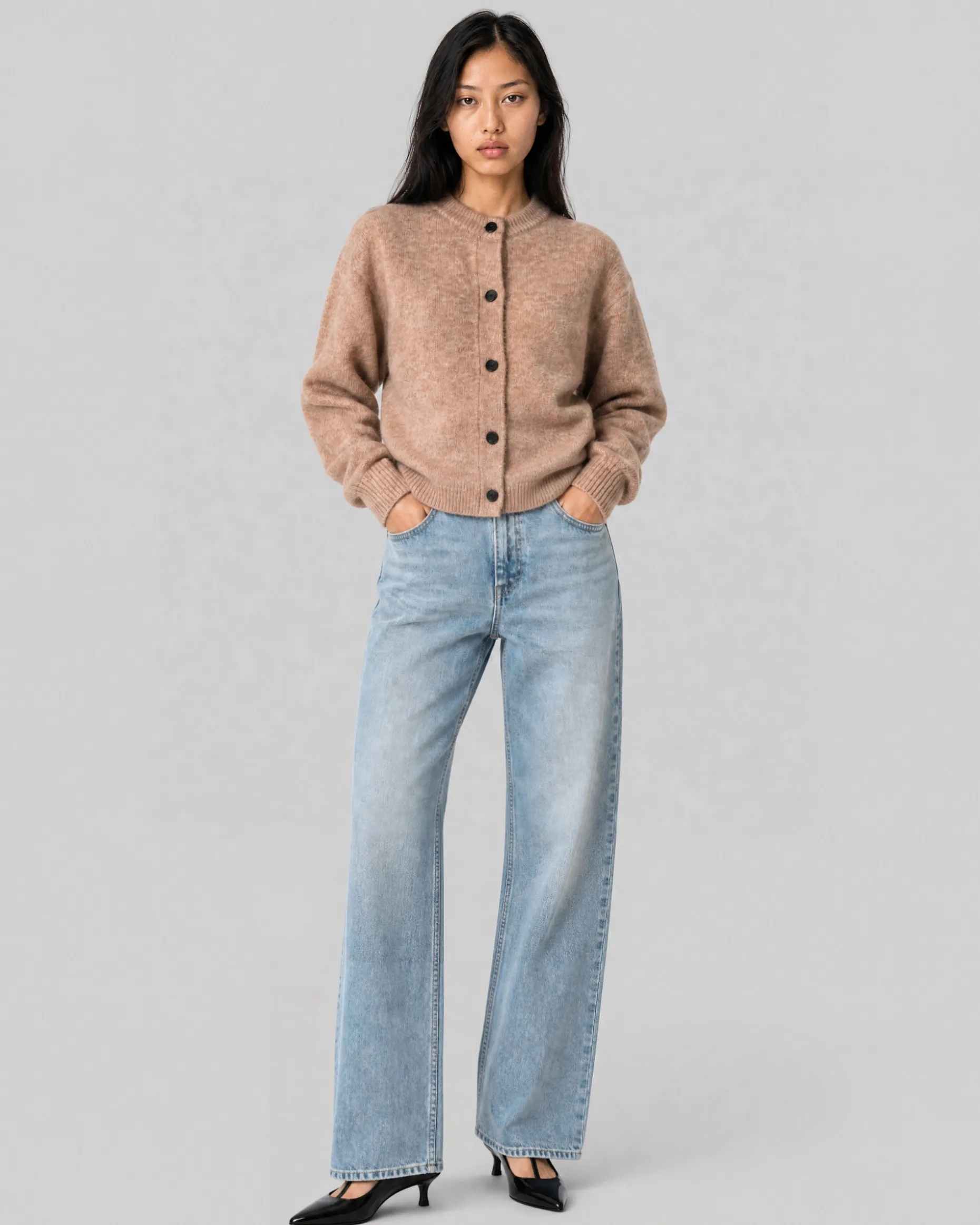 Cardigan en mohair mélangé beige