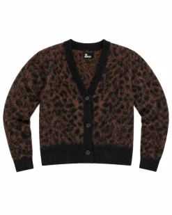 Cardigan en mohair mélangé motif léopard