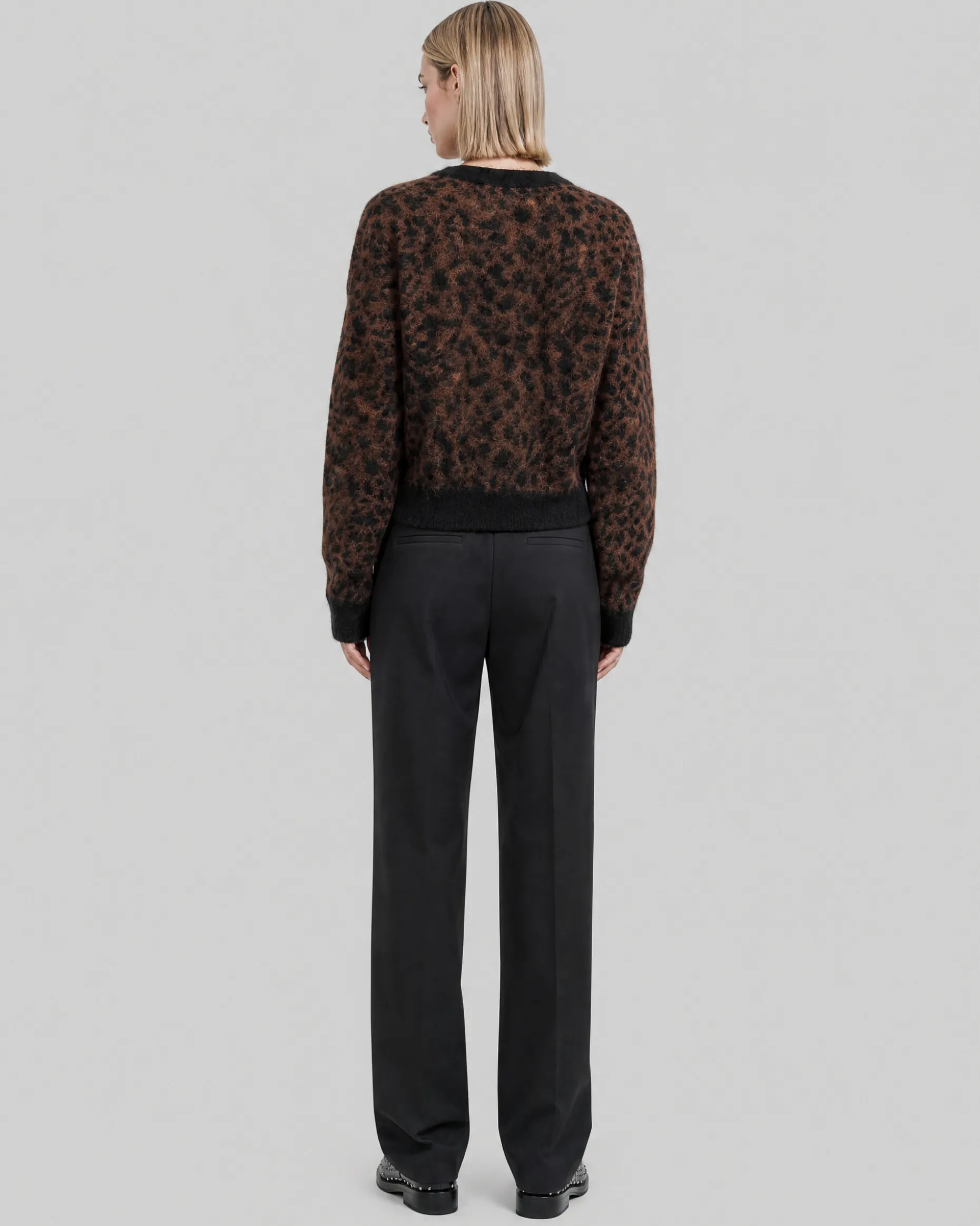 Cardigan en mohair mélangé motif léopard