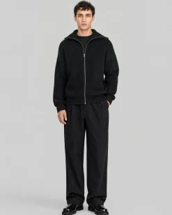 Cardigan zippé en laine noir