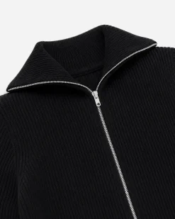 Cardigan zippé en laine noir