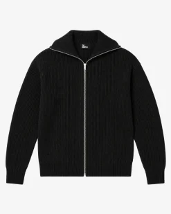 Cardigan zippé en laine noir