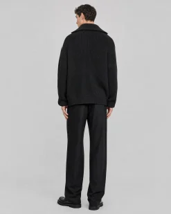 Cardigan zippé en laine noir