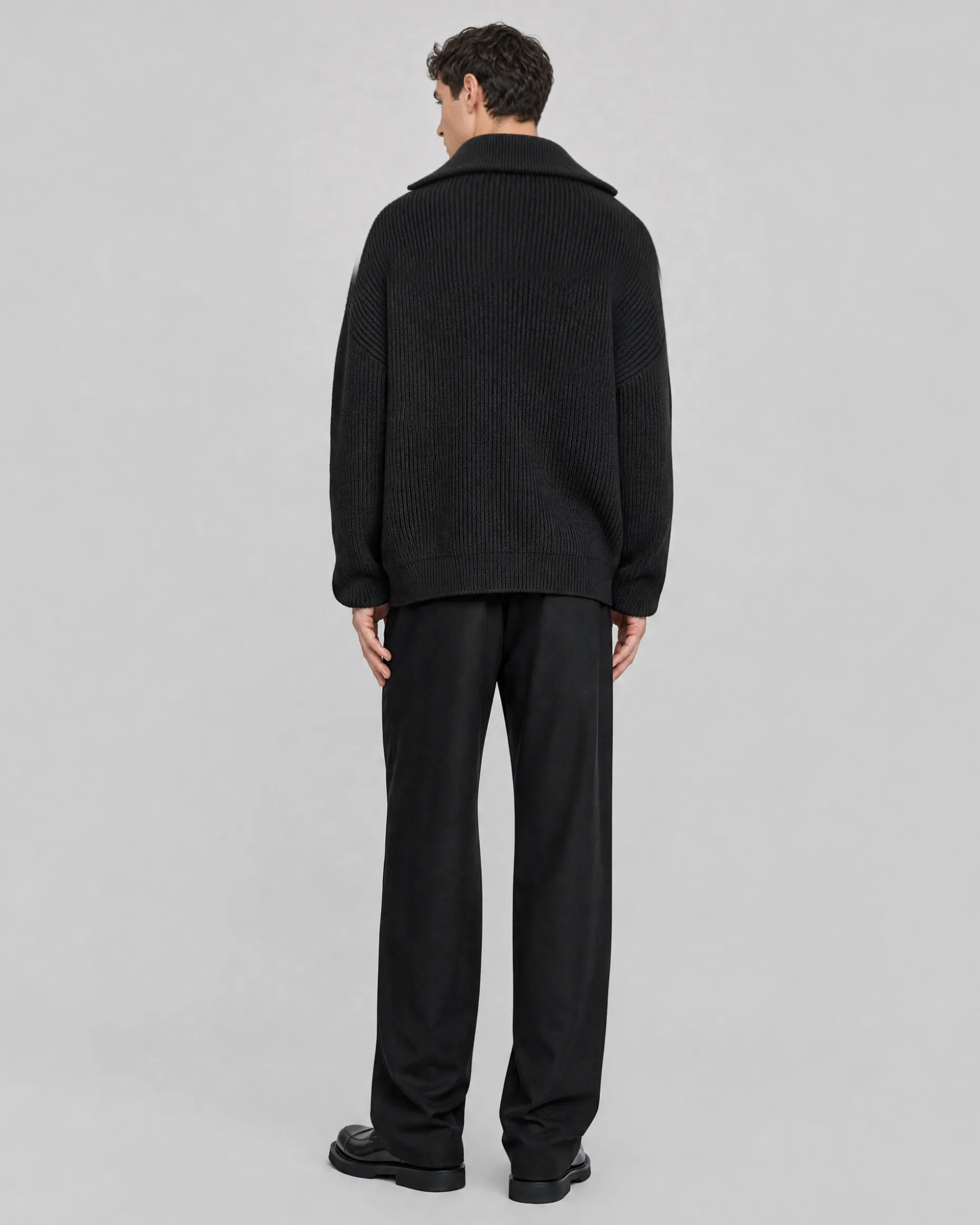 Cardigan zippé en laine noir