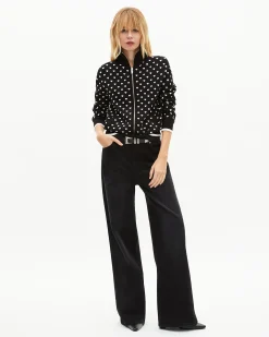 Cardigan zippé imprimé cœurs noir