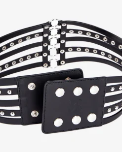 Ceinture corset en cuir avec clous noire