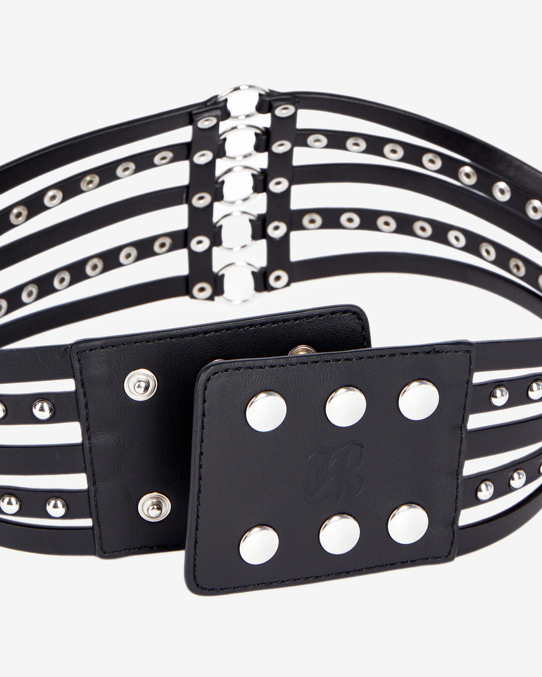 Ceinture corset en cuir avec clous noire
