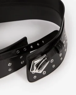 Ceinture corset en cuir avec œillets noire