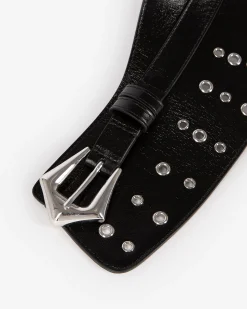Ceinture corset en cuir avec œillets noire