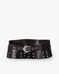 Ceinture corset en cuir avec œillets noire
