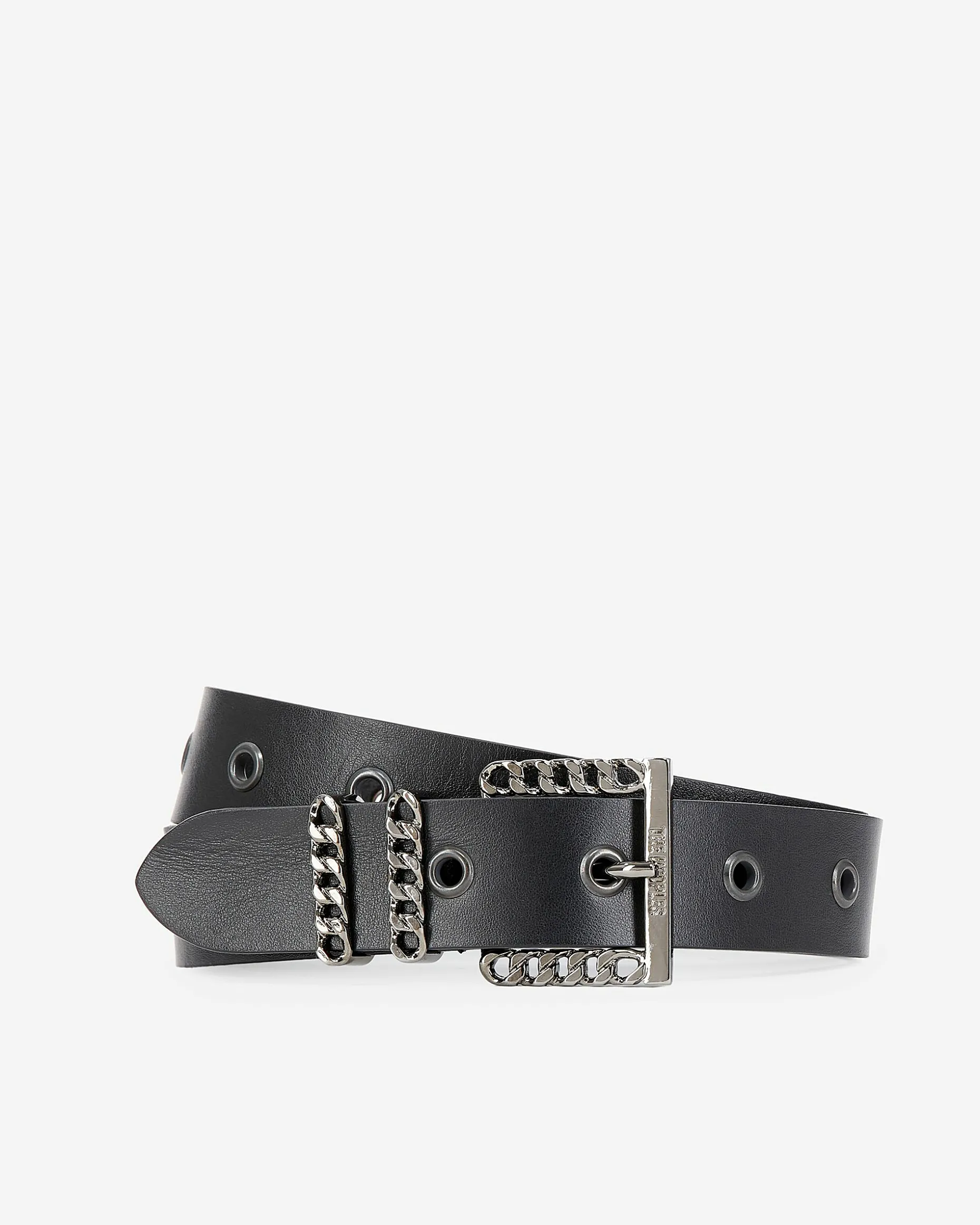 Ceinture en cuir avec boucle chaîne noire