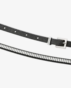 Ceinture en cuir strassée noire