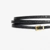 Ceinture fine en cuir effet croco noire