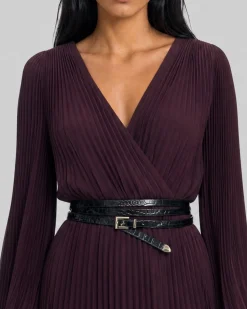 Ceinture fine en cuir effet croco noire