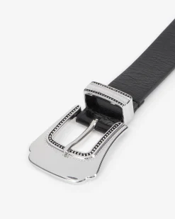 Ceinture fine en cuir noire