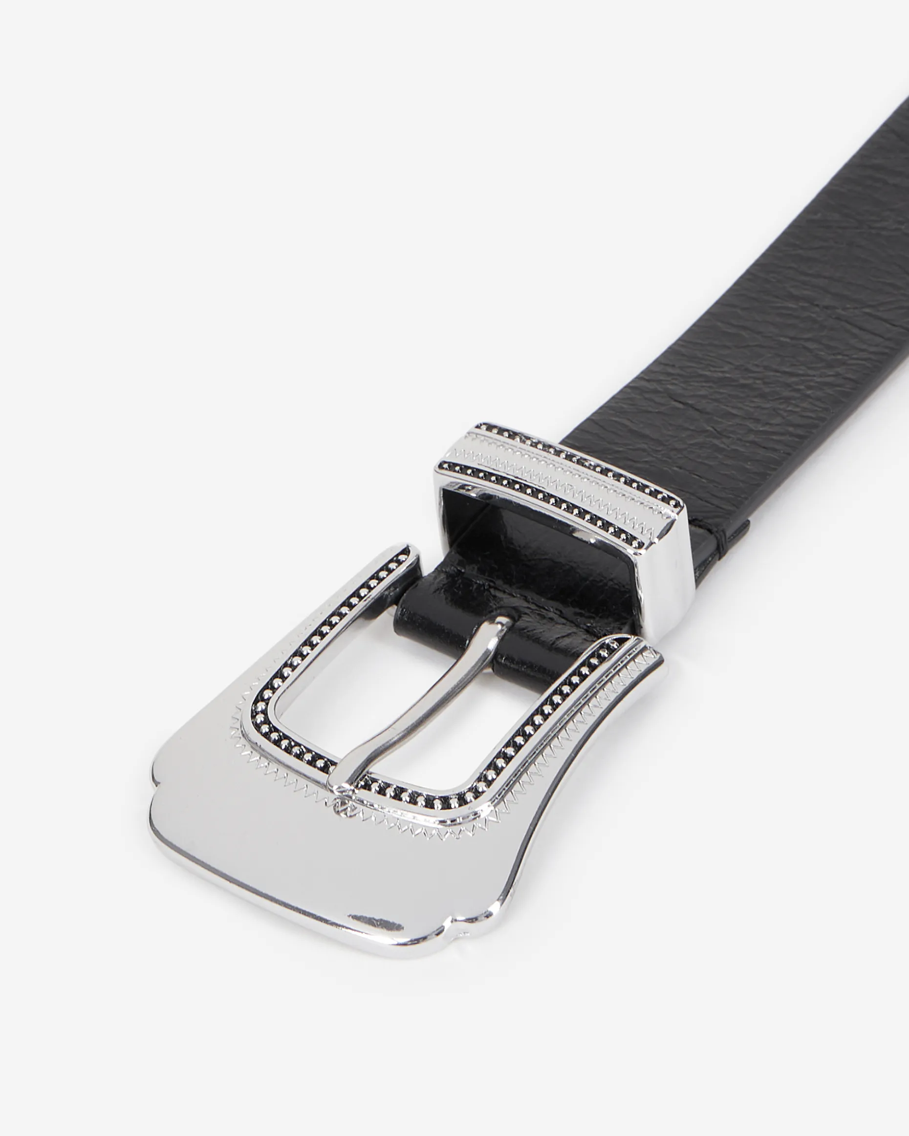 Ceinture fine en cuir noire