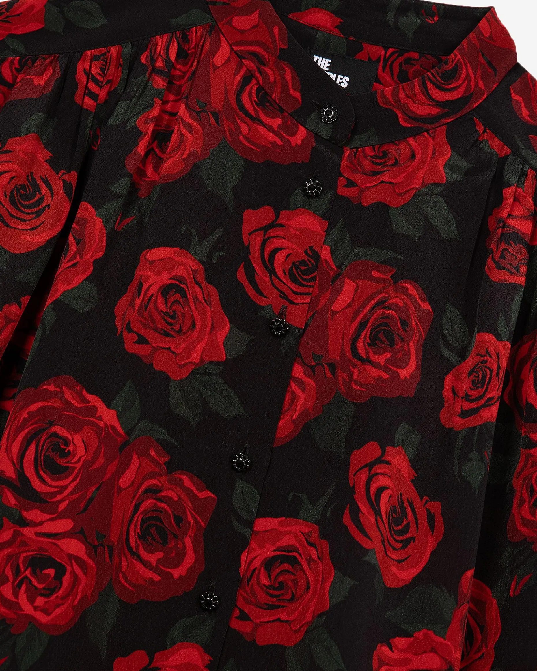 Chemise ample imprimé fleuri noire