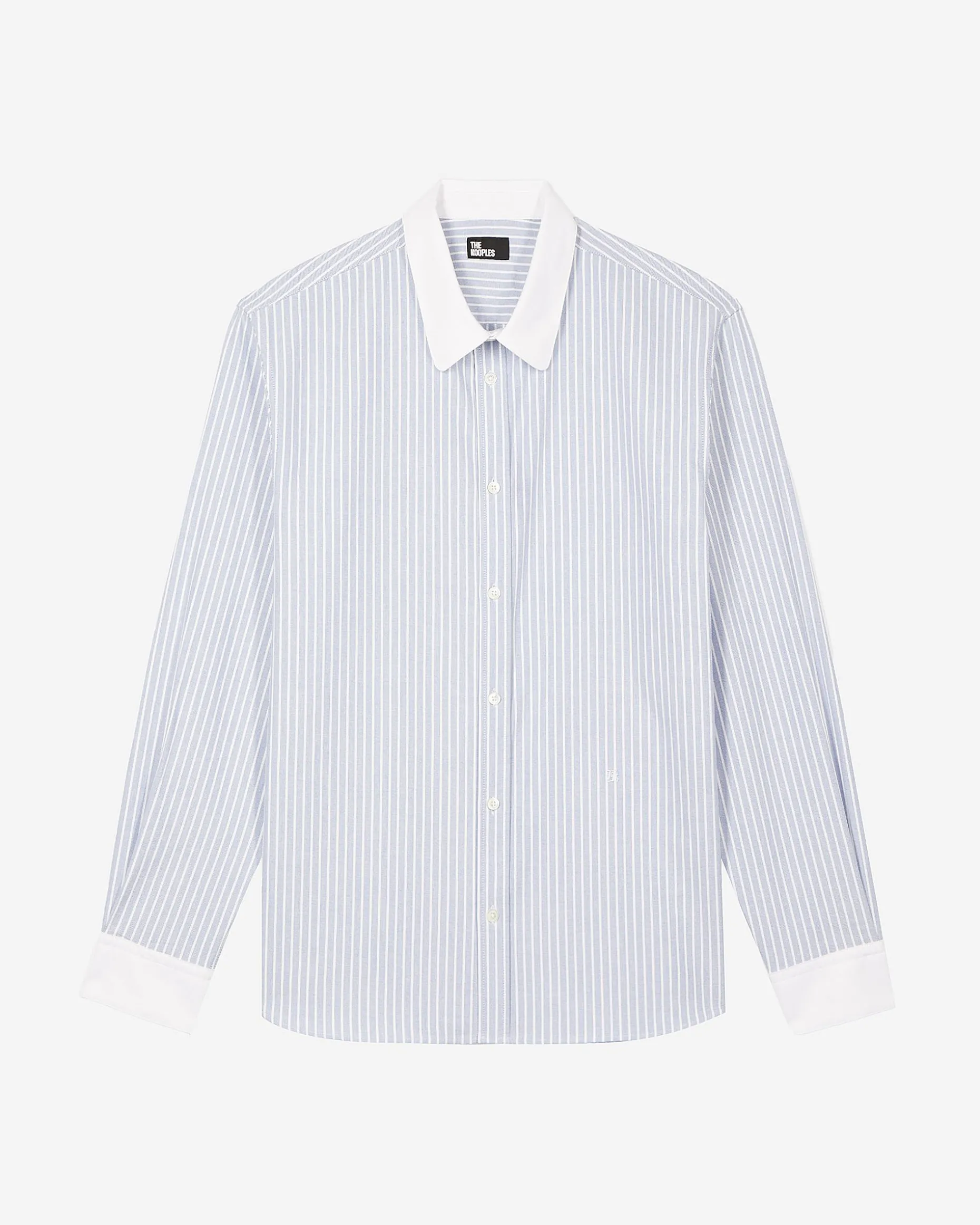 Chemise col contrasté rayée bleue