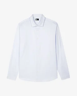 Chemise col italien bleue