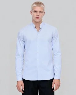 Chemise col officier bleue