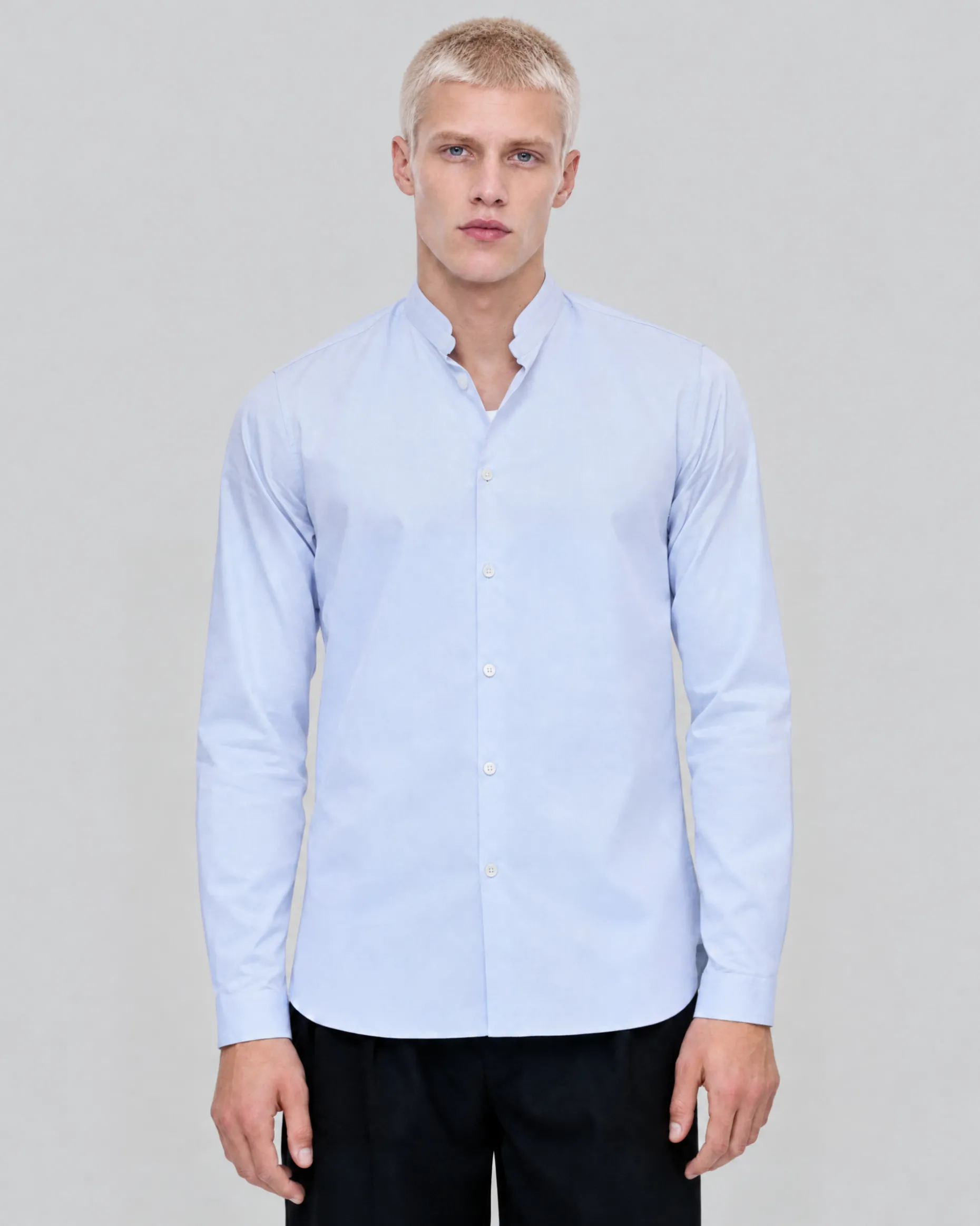 Chemise col officier bleue