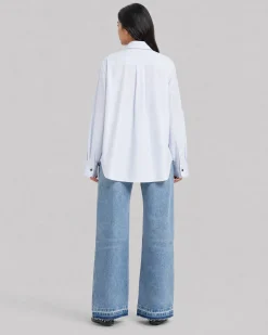 Chemise en coton rayée blanche