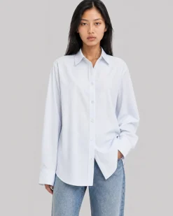 Chemise en coton rayée blanche