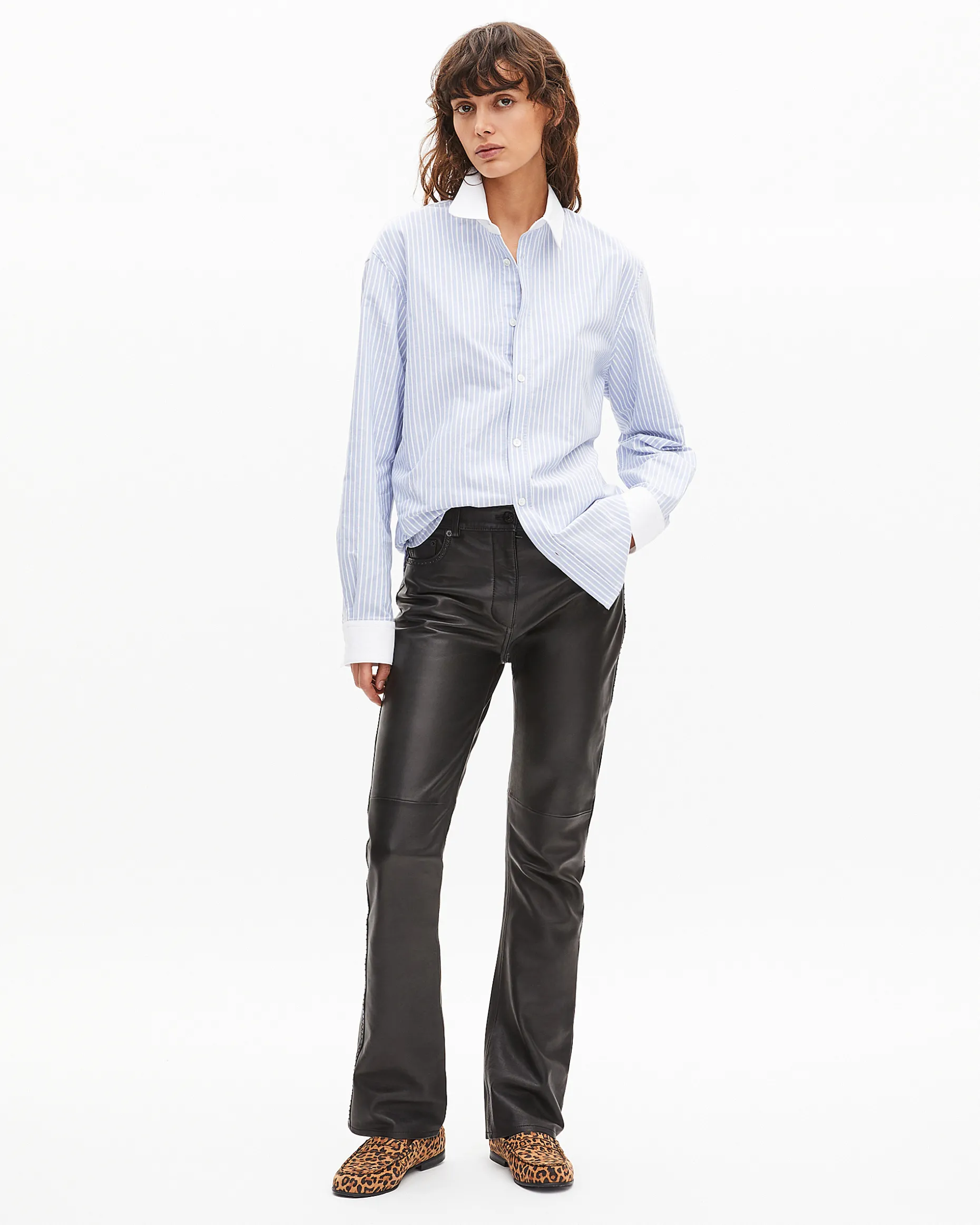 Chemise en coton rayée bleue