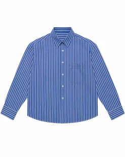 Chemise en coton rayée marine