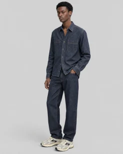 Chemise en denim brut bleue
